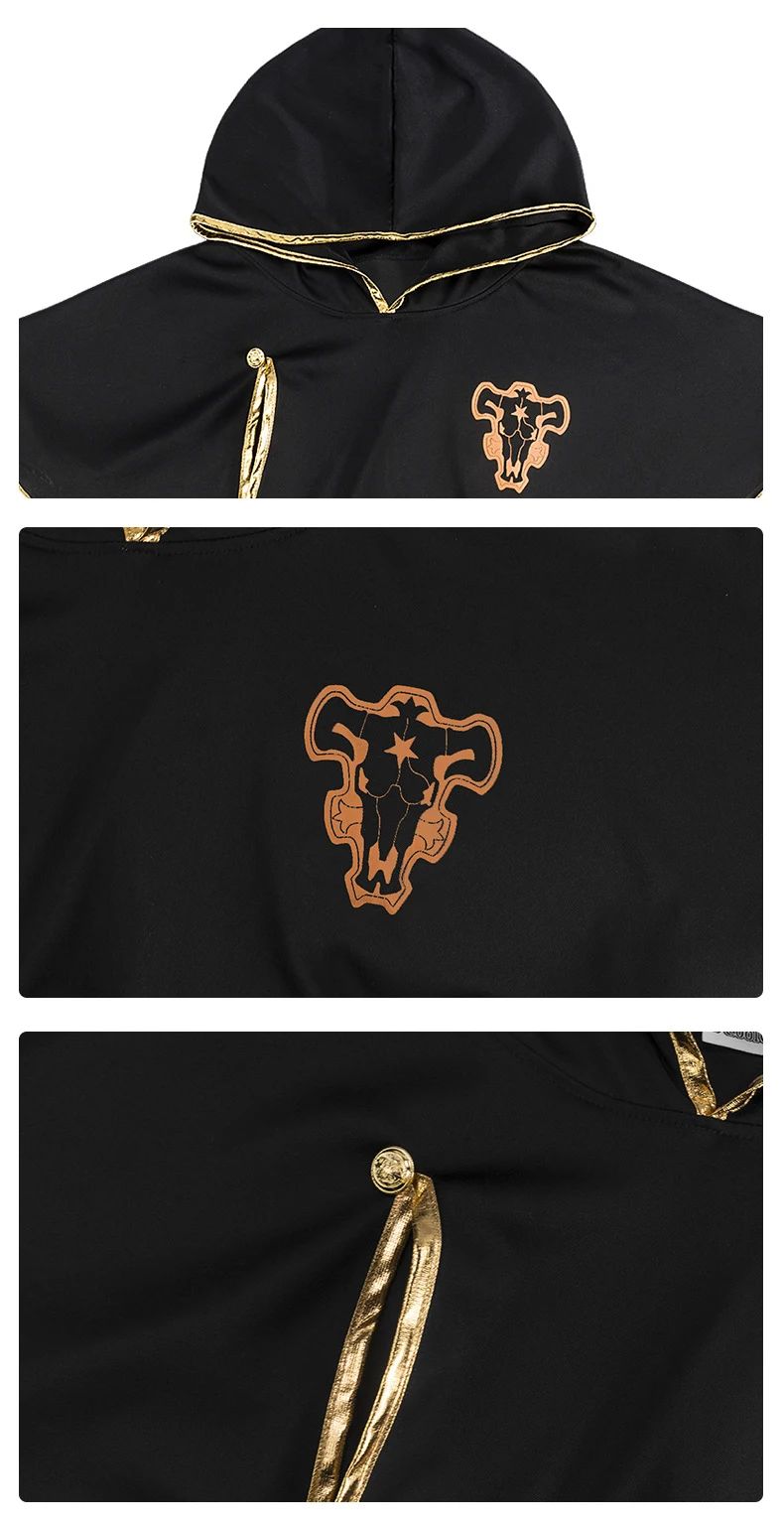 Anime Black Clover Asta Cloak Shawl Headband Black Bull Logo Hooded Cape Cosplay Costume Man Cloak Halloween Costumes