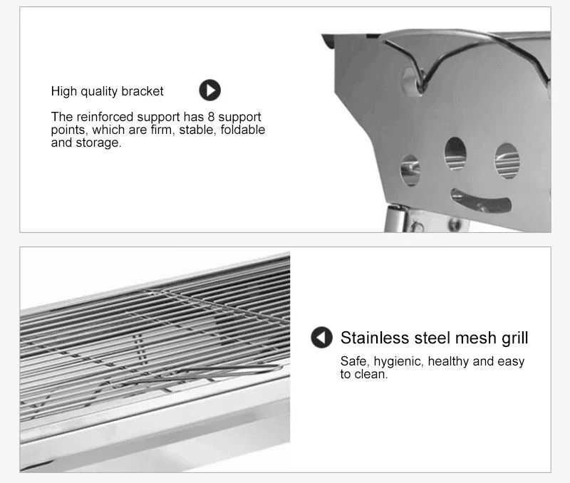 Stainless Steel Charcoal Grill Barbecue Tool Portable Free Installation Handle Folding  BBQ Cooking Grid  For  Park
