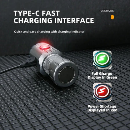 Mini EDC Flashlight 2000LM 18350 Battery USB Rechargeable LED Flashlight with Tail Magnet RGB Side Lamp Camping Emergency Lamp