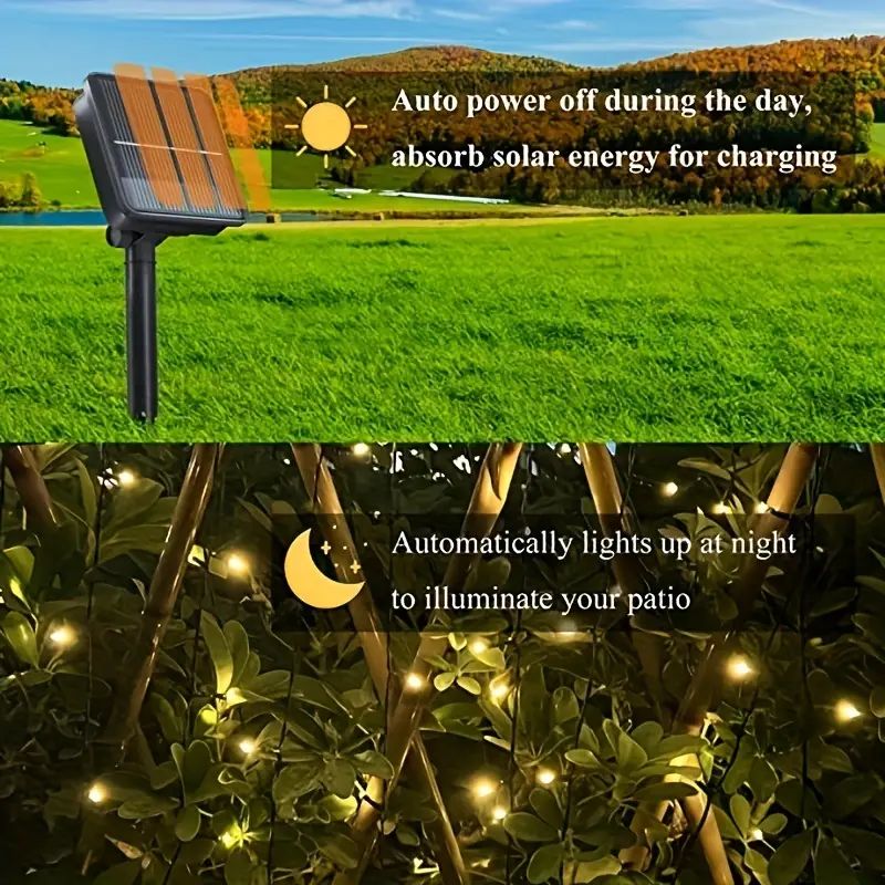 Solar String Lights Outdoor LED Fairy Lights with 8 Modes Solar Powered Hanging Lights for Patio Garden Party Christmas Decor