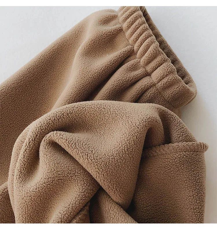 Thick Warm Fleece Lined Wide Leg Casual Sweatpants Women's Autumn Winter plus Size Cuffed Slimming Loose Fit Sport Pants