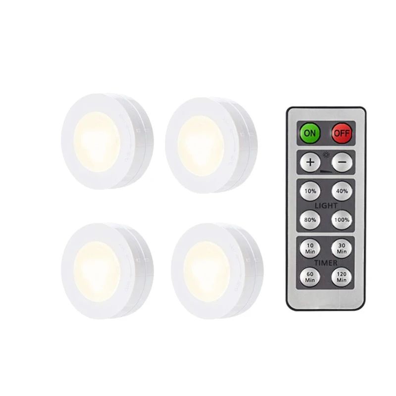 Luzes de LED Sem Fio com Controle Remoto Dimerizável a Pilha para Cozinha, Armário e Guarda-Roupa