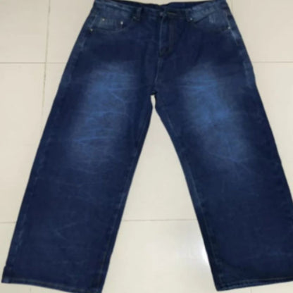 American Y2K Street Harajuku Clothing Retro Pattern Embroidery Washing Jeans Hip-hop Personality Trend Versatile Wide-leg Pants