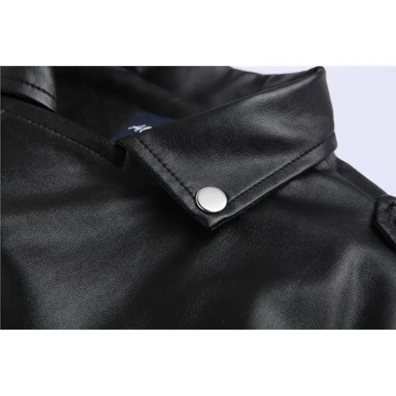 Slim Fit Casual Biker Jacket Men's Spring Outerwear Fashionable Collar Zipper Leather Jacket Motorcycle Style Male Coat