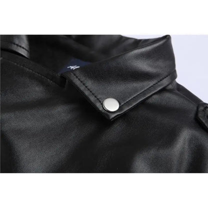 Slim Fit Casual Biker Jacket Men's Spring Outerwear Fashionable Collar Zipper Leather Jacket Motorcycle Style Male Coat
