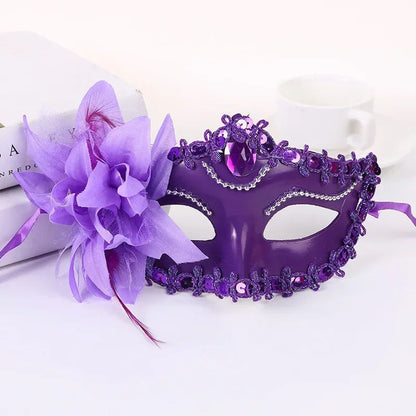 2026 Halloween Lace Half Face Mask Lily Flower Sexy Princess Cosplay Mask Party Dress Up Wearing Accessories