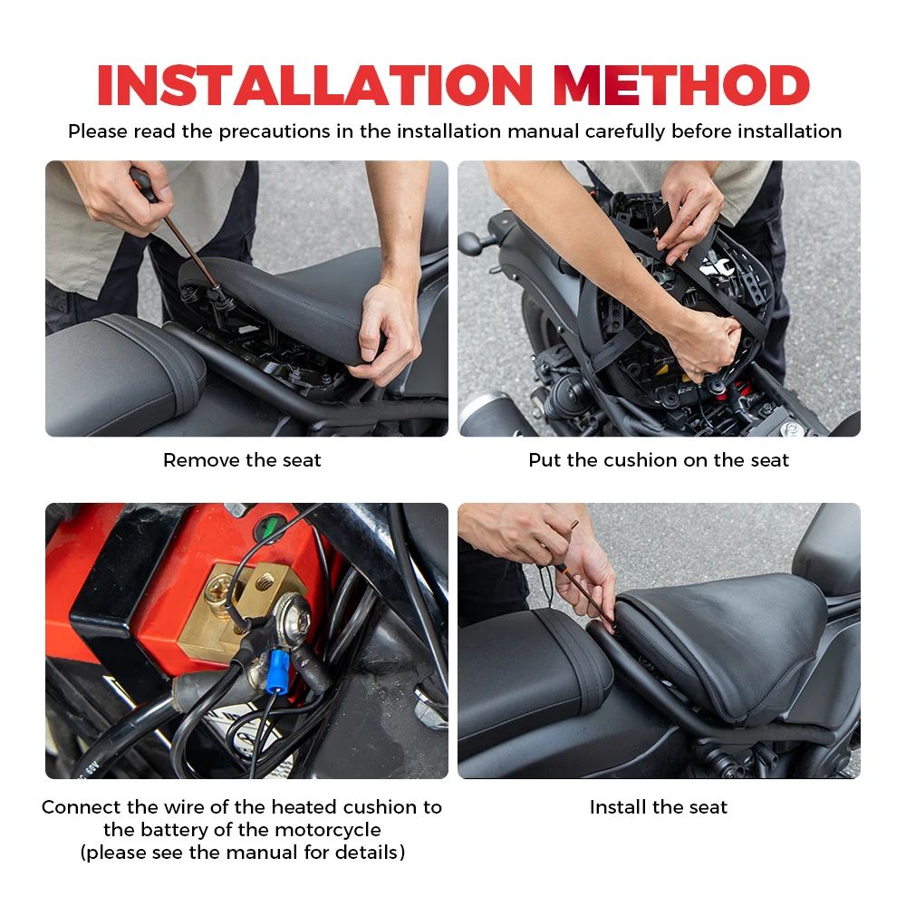 Assento aquecido KEMITOUR 12V para motocicleta, universal para ATV Raptor 700, para R1200GS F800GS MT07 MT09, capa de assento para aquecer no inverno