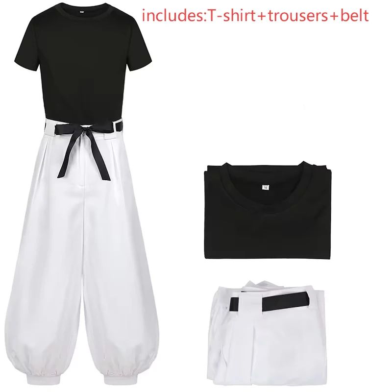 Jujutsu JJK Manga Anime Fushiguro Toji Satoru Gojo Cosplay Costume Wig T-shirt Pants Rose Net Halloween Christmas Gift