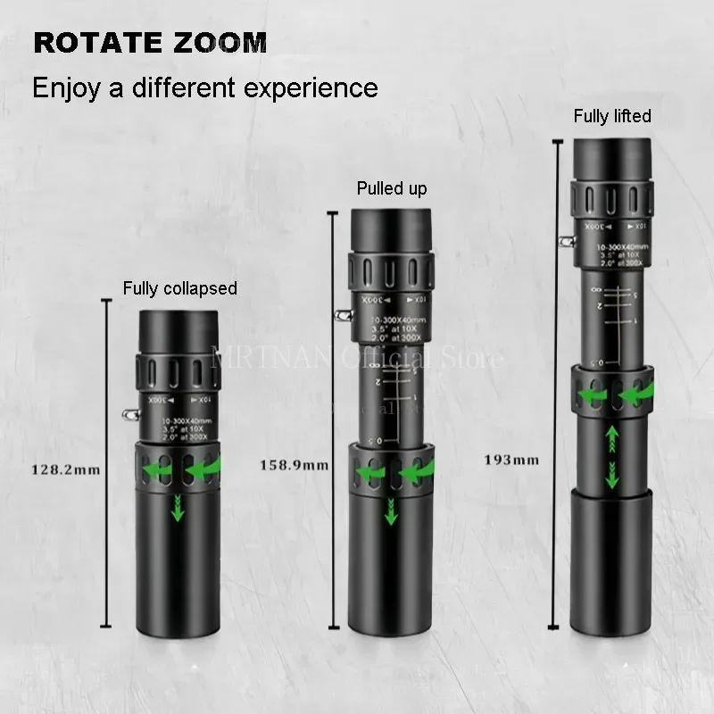 Monóculo Telescópio 10-300x40 Zoom Portátil Poderoso Binóculos com Tripé e Suporte para Celular Acampamento Viagem