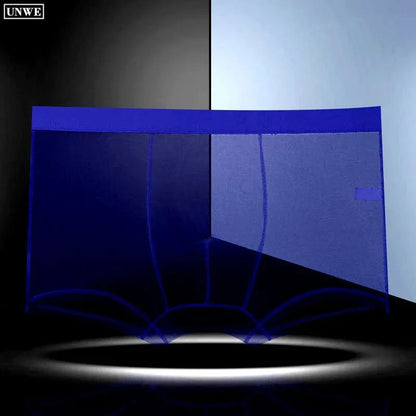 Men Transparent Boxers Bulge Ice Silk See Through Underpants Sexy Mid Waist Panties Lingerie Intimates