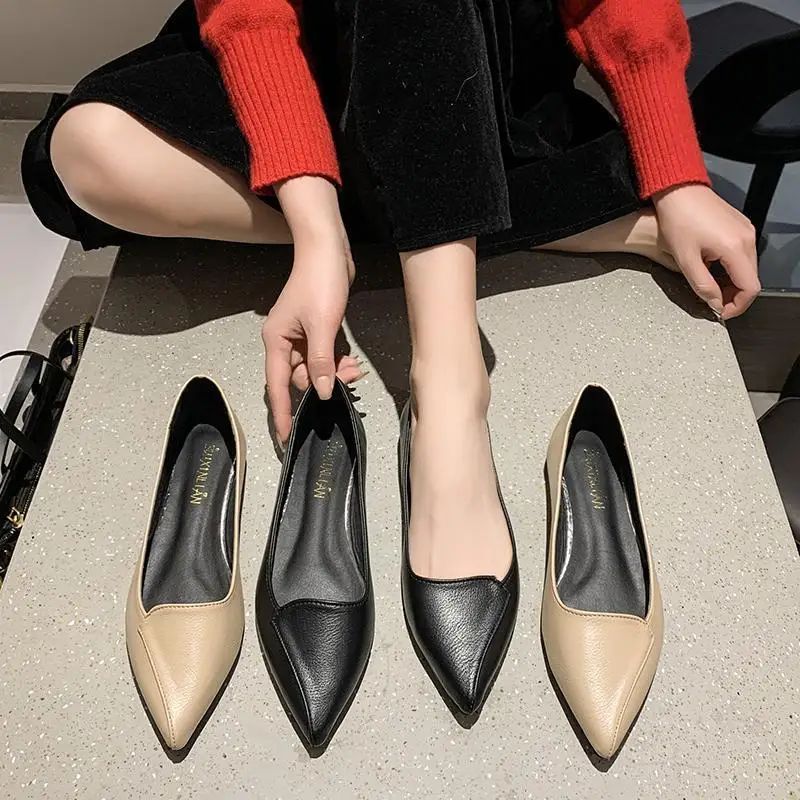 Simple Solid Coloured Women's Flats Classic Fashionable Style Pointed Toe Suitable for Business Office Comfortable To Wear