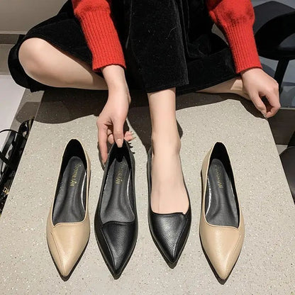 Simple Solid Coloured Women's Flats Classic Fashionable Style Pointed Toe Suitable for Business Office Comfortable To Wear