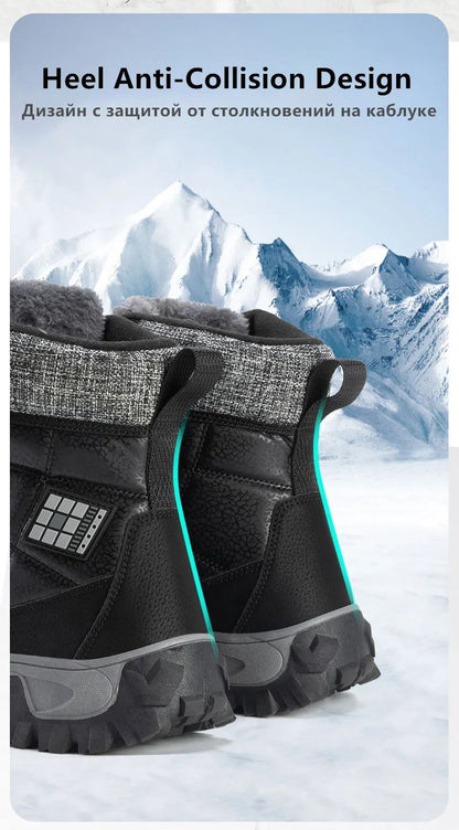 New Warm Plush Men's Snow Boots Lace Up High Top Men's Boots Waterproof Winter Ankle Boots Outdoor Anti-Slip Men Hiking Boots
