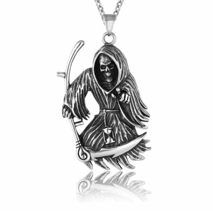 Colar Pingente Ceifador da Morte Gótico Misterioso Diabo Masculino Personalidade Punk Retro Halloween Joias da Moda