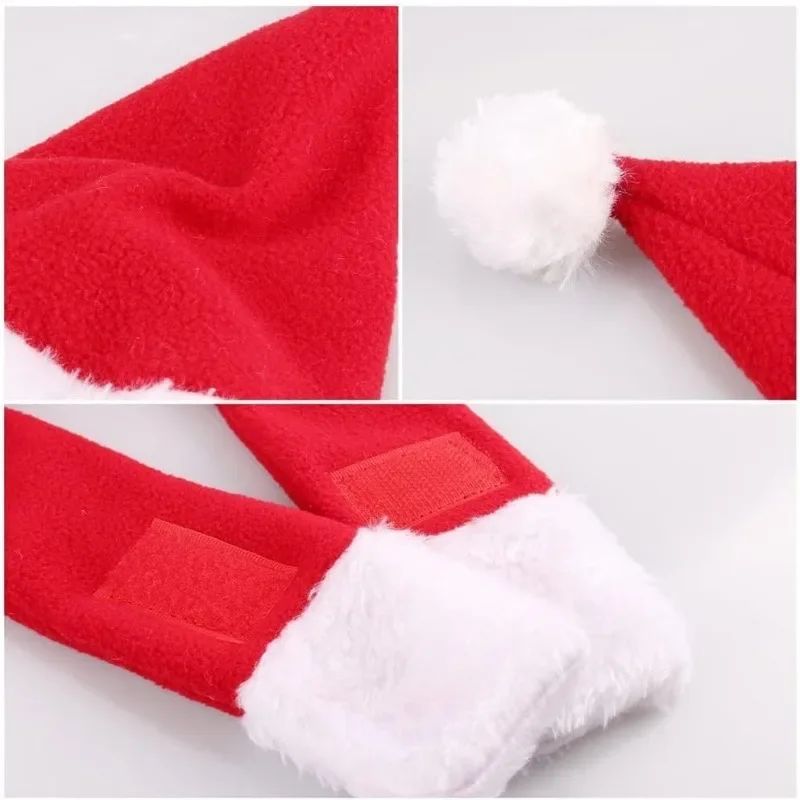Conjunto de Fantasia de Natal para Pets, Gorro e Cachecol Ajustáveis de Papai Noel para Cães Pequenos, Gatos e Filhotes, Acessórios para Fotos de Festas