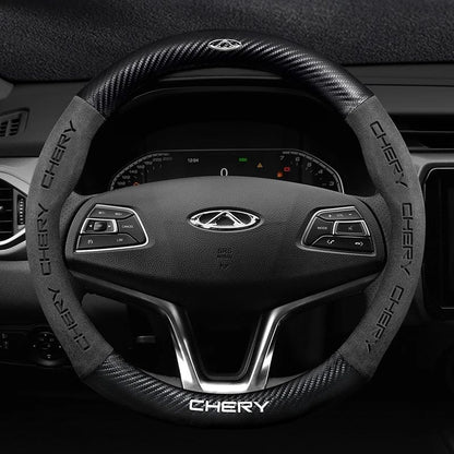 Car buckskin carbon fiber steering wheel cover for Chery Tiggo 8 Arrizo 5 pro gx 5x eQ7 Chery Tiggo 7 Pro 2020 2021 2022 2023