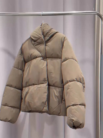 Women's Hooded Cotton Jacket Casual Winter Coat Comfortable Pocket Zipper Button Warm Lady Coats Daily Street Outerwear 2025