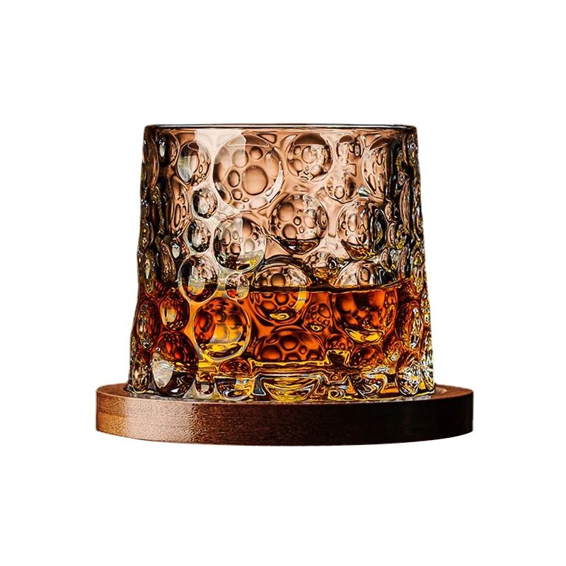 Copo de Uísque com Base, Copos de Uísque de Cristal Giratórios, Taça de Vinho e Brandy para Bar e Casa