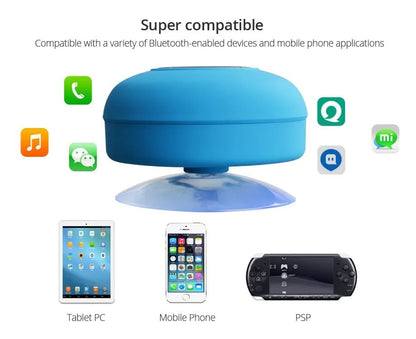Caixa de Som Bluetooth Sem Fio Impermeável Com Ventosa para Carro e Chuveiro