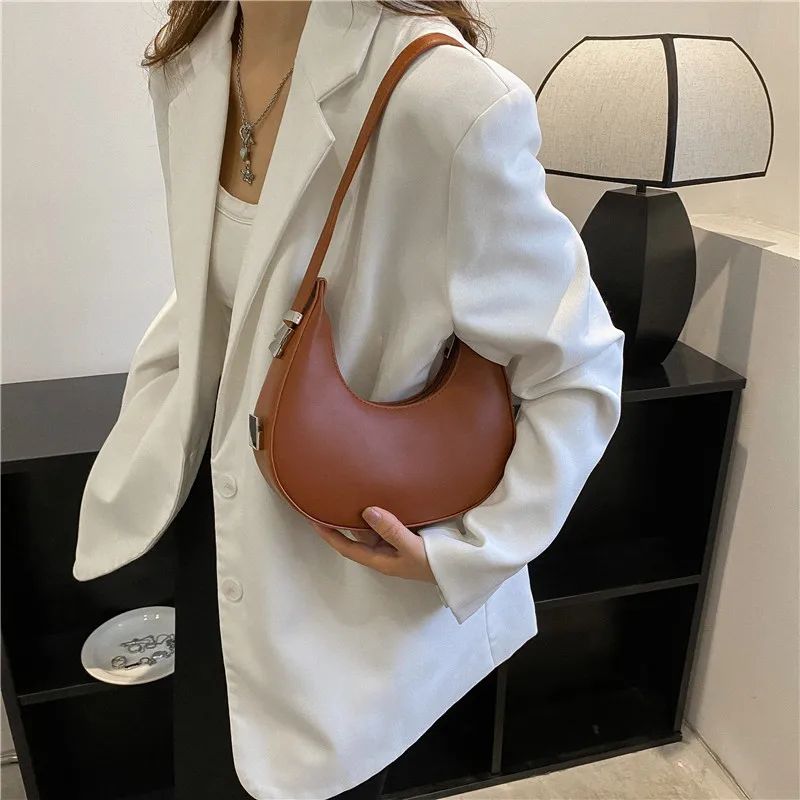 Fashion Luxury Design PU Leather Hobo Shoulder Bag Women Small Clutch Handbag Purse Female Underarm  Bag Travel Totes