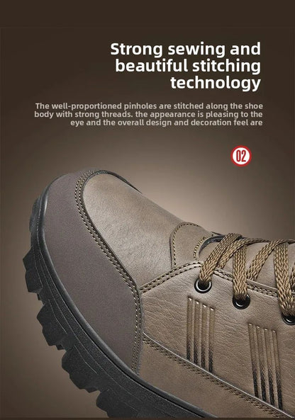 Men Winter Snow Boots Super Warm Men Hiking Boots High Quality Waterproof Leather High Top Big Size Men's Boots Outdoor Sneakers