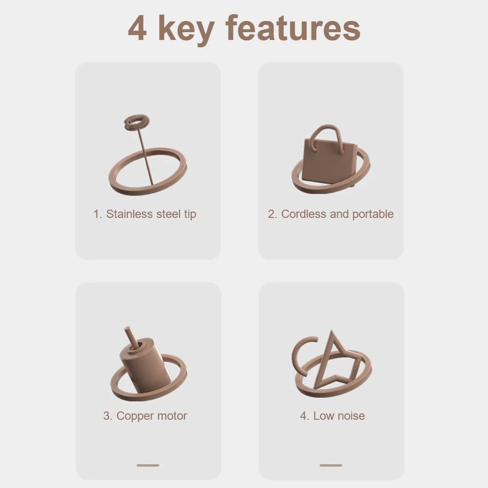 Batedor de Leite Elétrico Portátil Automático para Ovos Batedor de Café Cappuccino Batedor de Creme Espumador Misturador de Cozinha Agitador