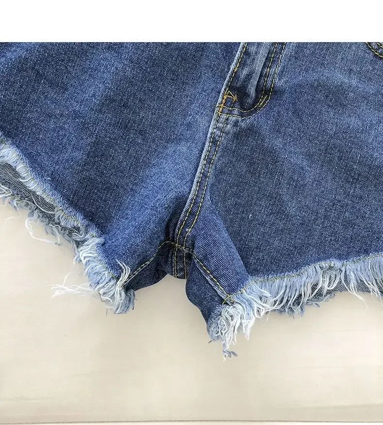 2025 New Summer Women High Wiast Raw Hem Denim Shorts Soild White Black Blue Korean Wide Leg Pants Mon Shorts  Jean Shorts