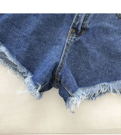 2025 New Summer Women High Wiast Raw Hem Denim Shorts Soild White Black Blue Korean Wide Leg Pants Mon Shorts  Jean Shorts
