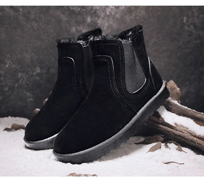 2025 Novas Botas Masculinas de Inverno Quentes de Pelúcia Botas de Couro Casuais de Cano Alto Sapatos de Neve da Moda para o Ar Livre