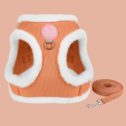 Colete Peitoral de Inverno Quente para Cães Chihuahua com Pelo, Conjunto de Colete Peitoral e Guia para Cães Pequenos, Filhotes, Yorkies, Acessórios para Mascotes