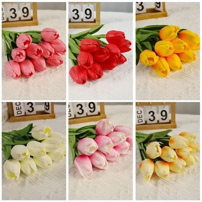 5-30Pcs Premium Tulip Artificial Flowers, Real Touch Tulip Bouquet, Decorative for Wedding Home Party Christmas Candy Birthday