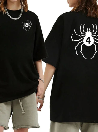 Pure Cotton Men's t shirt Y2k Spider Print T-shirt Casual Street Loose Women's T-shirt vintage graphic t shirts for men