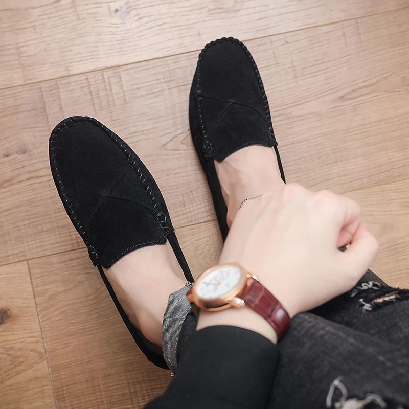 Fashion Suede Men Casual Shoes Male Lazy Shoes Breathable Comfort Slip-on Mens Driving Shoes Luxury Brand Loafers Moccasins