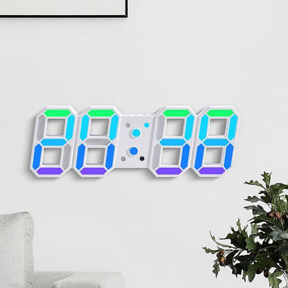 3D LED Digital Wall Clock RGB Modern Design Living Room Decor Date/Temperature Table Alarm Nightlight Brightness Desktop Clocks