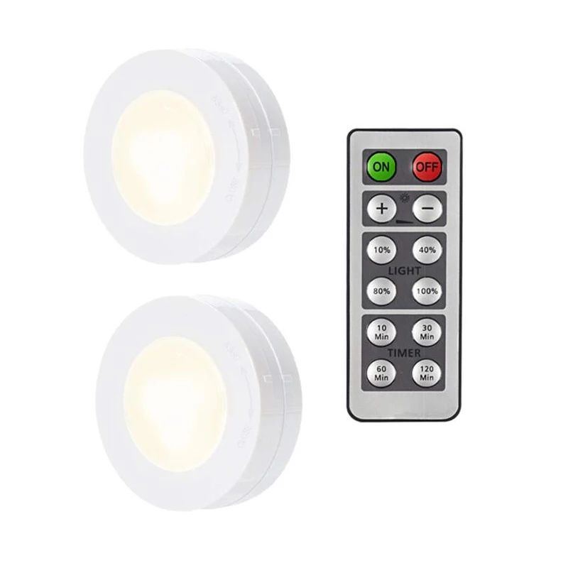 Luzes de LED Sem Fio com Controle Remoto Dimerizável a Pilha para Cozinha, Armário e Guarda-Roupa
