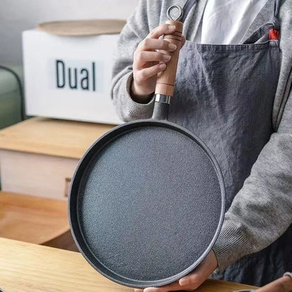 Frigideira de Ferro Fundido 26cm, Antiaderente sem Revestimento, para Ovos, Panquecas, Crepes, Bife, Fogão a Gás e Indução, Utensílio de Cozinha
