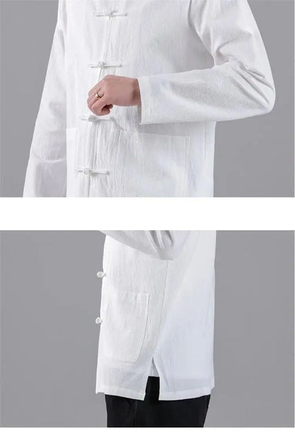 Chinese Style Linen Shirt with Button Design Cotton Linen Spring Autumn New Style Men's Retro Shirt Casual Summer Top