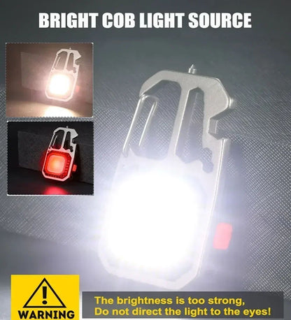 Mini LED Portable Keychain Flashlight Outdoor COB Work Light Emergency Lighting With Window Hammer Bottle Opener Lamp Camping