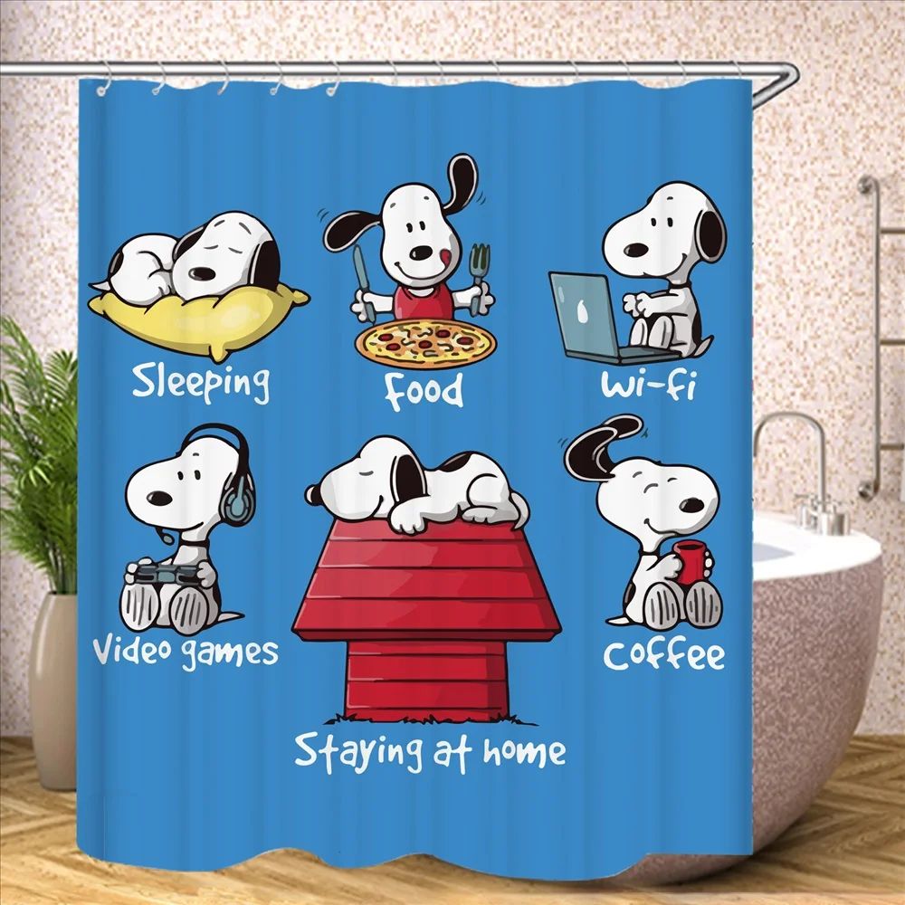 Snoopy Bathroom Decorations and Accessories Curtains for Shower Bath Curtain Sets Full Set Anime 120x180cm