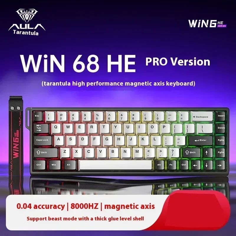 Teclados Win60 Win68 Aula com Teclas Magnéticas 8K, Teclado Mecânico para Jogos, Teclado com Fio para Esports com Luz RGB e Hot-Swap para PC Gamer (Presente)