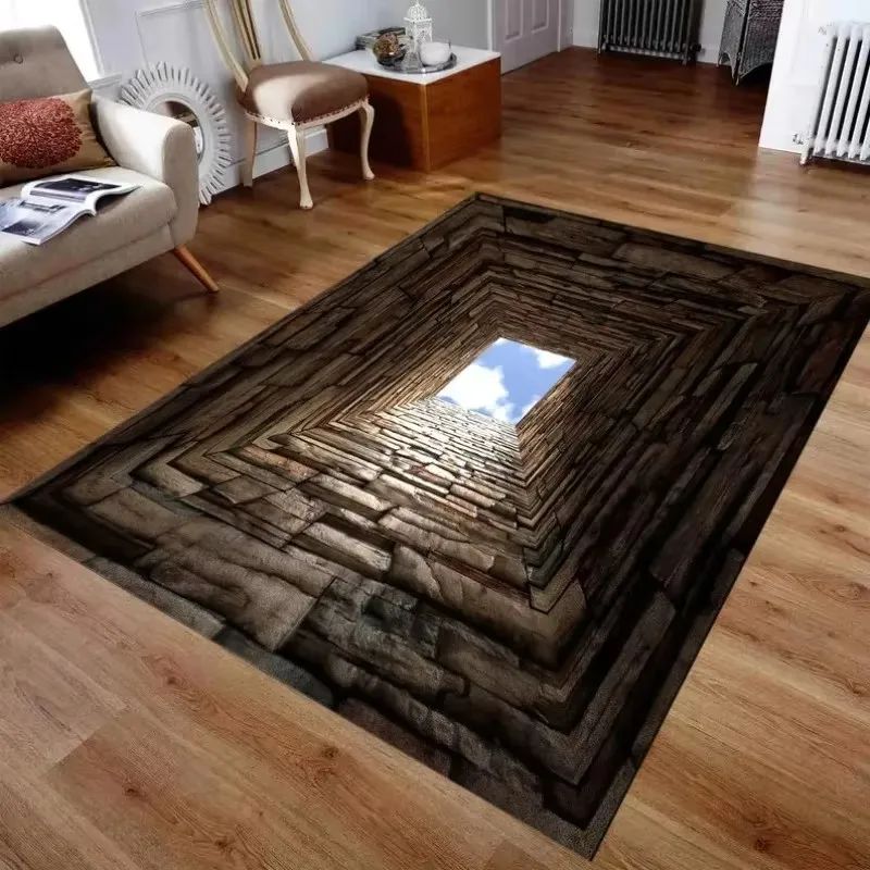 3D Desert Crack Water Fire Design Rug Non-Slip Machine Washable Carpet Fashion Bedroom Living Room Beach Style Floor Mat