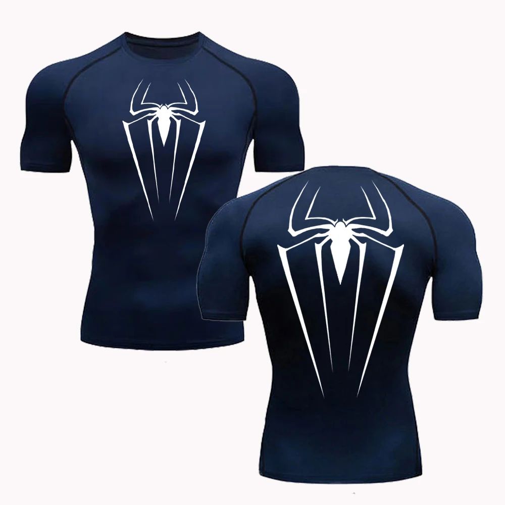 Men's Round-neck Short-sleeved Sportswear Quick-drying Breathable T-shirt Fitness Training Running Top Marvel Spider-Man