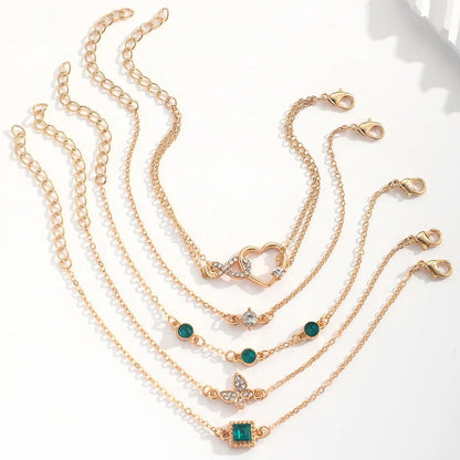 Conjunto de pulseiras de borboleta com strass 5 peças/conjunto para mulheres moda coreana designer ajustável pulseira de contas joias de luxo originais