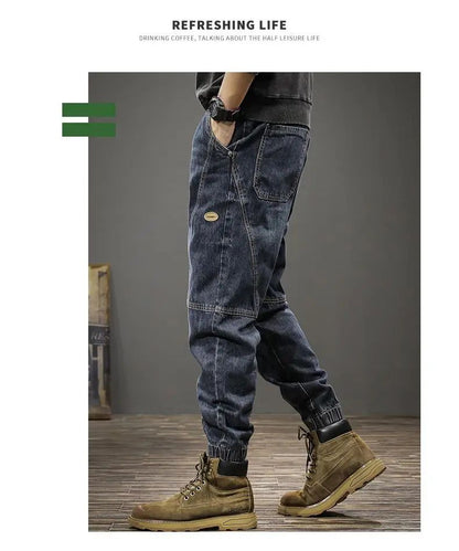 Calça Jeans Masculina Solta Moda Outono Inverno Calça Harem Casual Calça Comprida Roupa de Trabalho Confortável