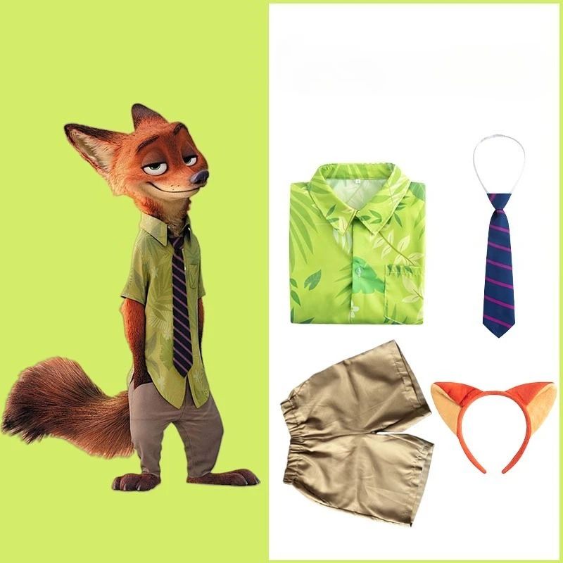 2026New Zootopia Nick Fox Clothes Coswear Children's Boys Performance Costumes Adult Fox Nick