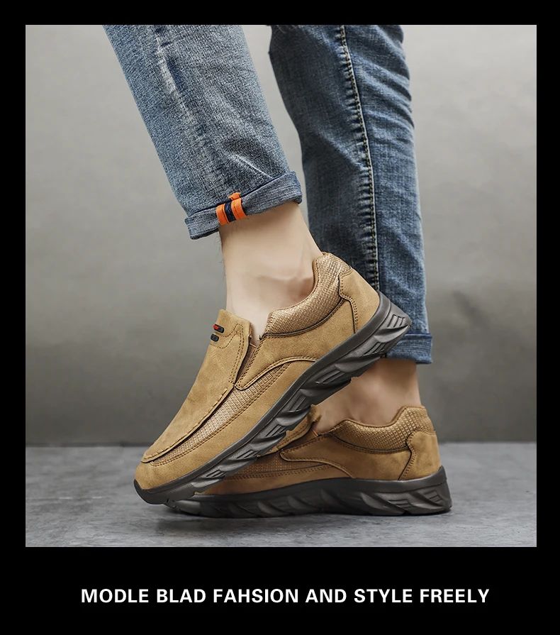 Men Leather Casual Shoes Breathable Loafers Men Sneakers 2024 New Male Comfortable Leather Flat Footwear Sneakers Men Shoes