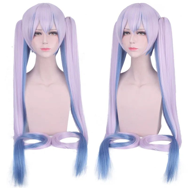 28 Cores Peruca de Cosplay Mi Ku Longa Resistente ao Calor Cabelo Sintético Clip Rabos de Cavalo Perucas de Festa de Halloween + Touca de Peruca Snow Mi Ku