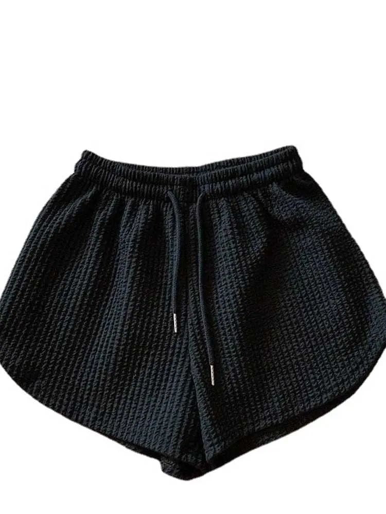 Women Shorts Summer High Elastic Lace Up Drawstring Wide Leg Sweat Short  Shorts for Women  Women Clothing  Womens Shorts