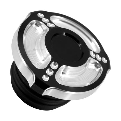 Tampa de combustível/óleo cromada preta para motocicleta Harley Sportster 883 1200 XL XR Iron Dyna Touring Softail FLHR