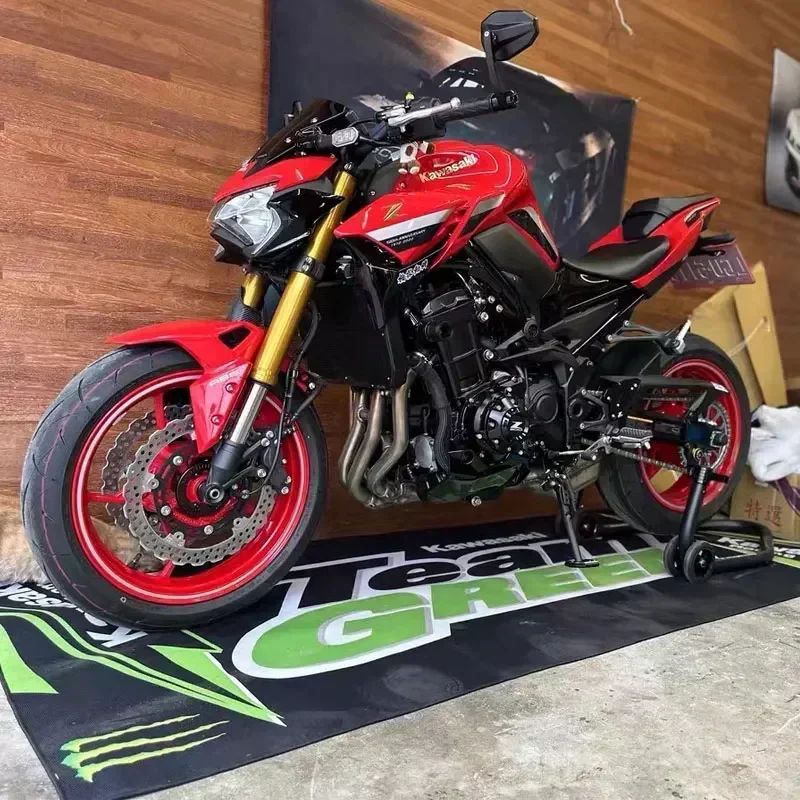 Garage Mat Motorcycle Carpet Racing Cool Moto Display Kawasaki Carpet for Kawasaki Motorcycle Area Rug Anti-slip Floor Decor Rug